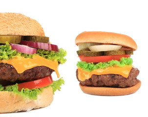Close up of tasty hamburgers.