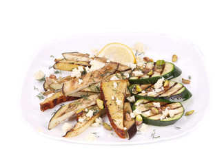 Salad with grilled vegetables and tofu.