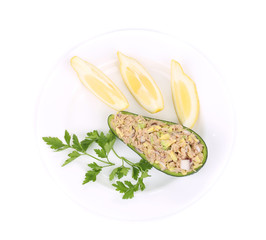 Avocado salad with tuna.