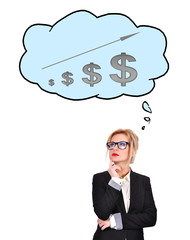 businesswoman thinking about chart