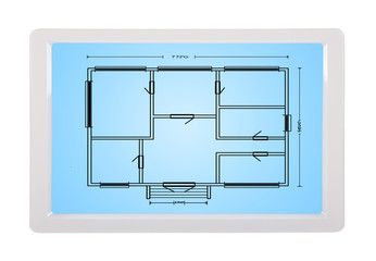 tablet  with blueprint
