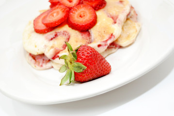 Fresh Strawberries on Fruity Hot Cakes