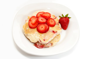 Top View of Fresh Strawberry Pancakes