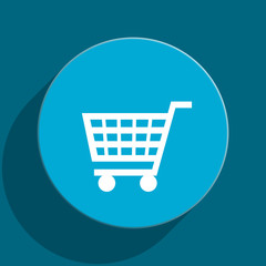 cart blue flat web icon
