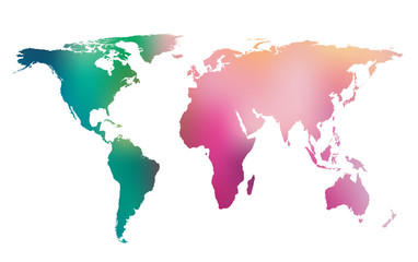 Colorful gradient world map.  Vector background.