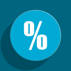 percent blue flat web icon