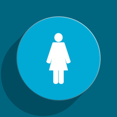 female blue flat web icon