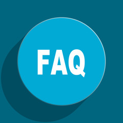 faq blue flat web icon
