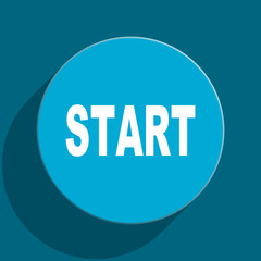 start blue flat web icon