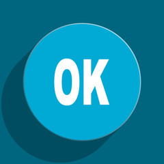 ok blue flat web icon