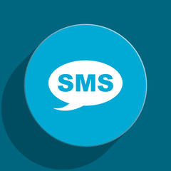 sms blue flat web icon