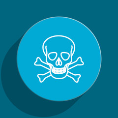 skull blue flat web icon