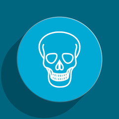 skull blue flat web icon