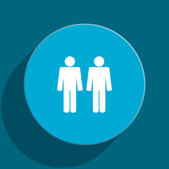 couple blue flat web icon