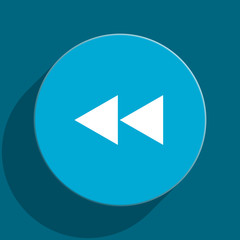 rewind blue flat web icon
