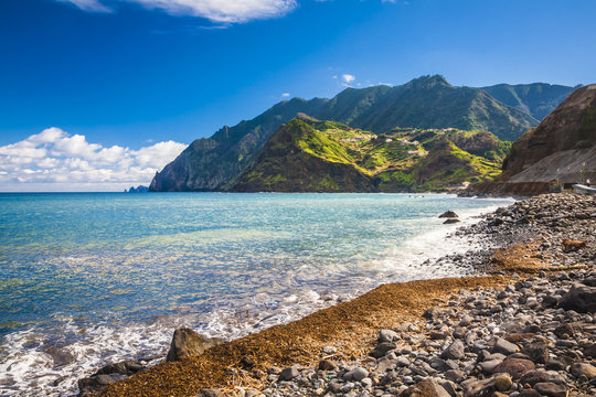 landscape with the ocean on Maderia island, from Faial village