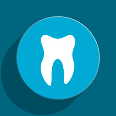 tooth blue flat web icon