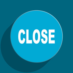 close blue flat web icon