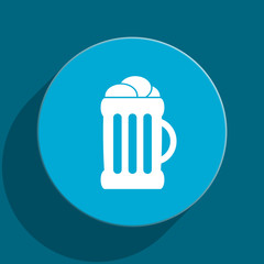 beer blue flat web icon
