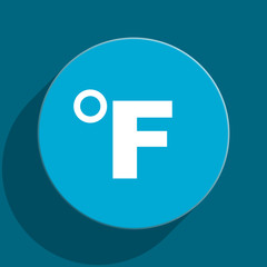 fahrenheit blue flat web icon