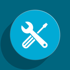 tools blue flat web icon