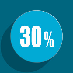 30 percent blue flat web icon