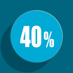 40 percent blue flat web icon