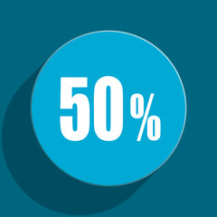 50 percent blue flat web icon