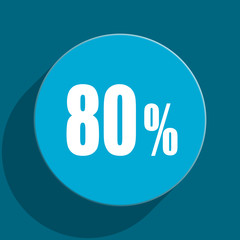 80 percent blue flat web icon