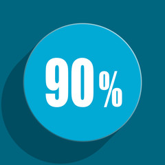 90 percent blue flat web icon