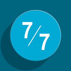 7 per 7 blue flat web icon