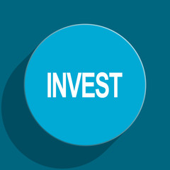 invest blue flat web icon