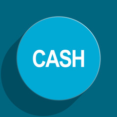 cash blue flat web icon