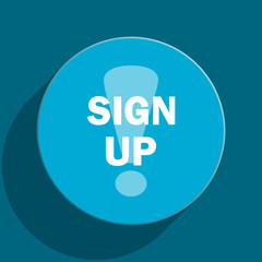 sign up blue flat web icon