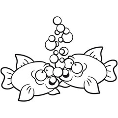 2 Fische blasen Luftblasen