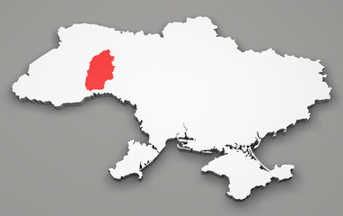 Mappa Ucraina, divisione regioni, khmelnytskyi
