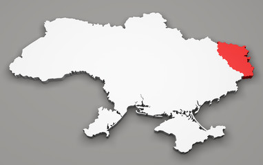 Mappa Ucraina, divisione regioni, luhansk