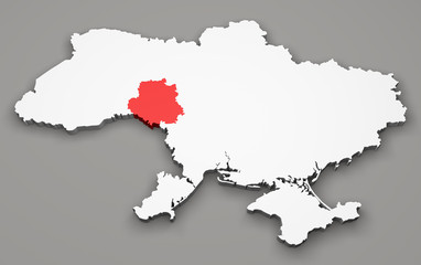 Mappa Ucraina, divisione regioni, volyn