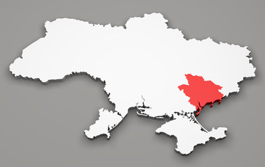 Mappa Ucraina, divisione regioni, zaporizhia
