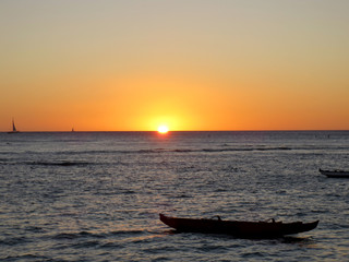 Sunset on the horizon of the Pacific Ocean