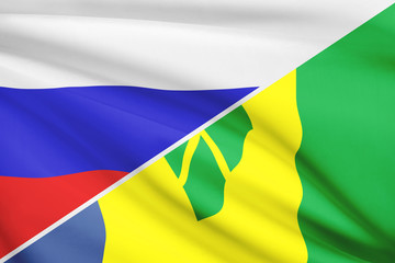 Series of flags. Russia and Saint Vincent and the Grenadines.