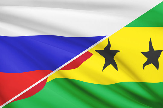 Flags. Russia and Democratic Republic of Sao Tomt and Principe.