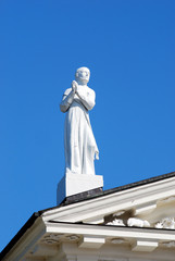 Obraz premium Statue on cathedral in Vilnius city. Lithuania.