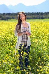 Fototapeta premium Beautiful natural young woman in the country.