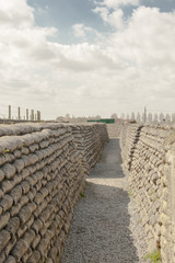 Trenches of death world war one sandbags in Belgium - 64447185