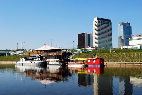 Vilnius ships in the Neris river on April 26, 2014
