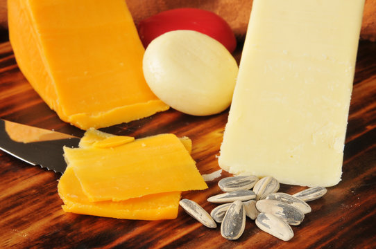 Assorted cheeses and sunflower seeds