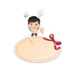 Businessman with Invitation card over white background