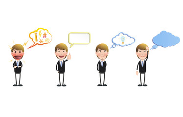 businessman with speech bubble over white background