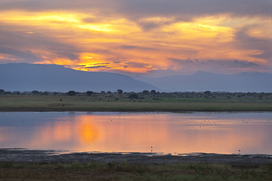 Tsavo East Lake Sunset